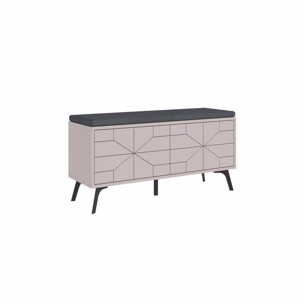Decortie Dune Modern 4-Door Shoe Bench Storage with Metal Legs in Grey, Width: 107 cm – 2