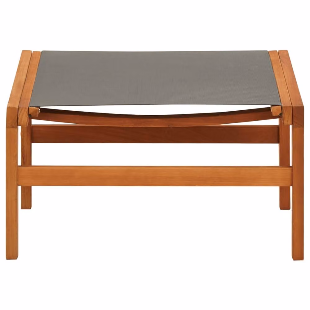 Berkfield Home Grey Garden Lounge Chair with Ottoman and Armrests, Made from Solid Treated Eucalyptus Wood and Textilene Fabric – 3