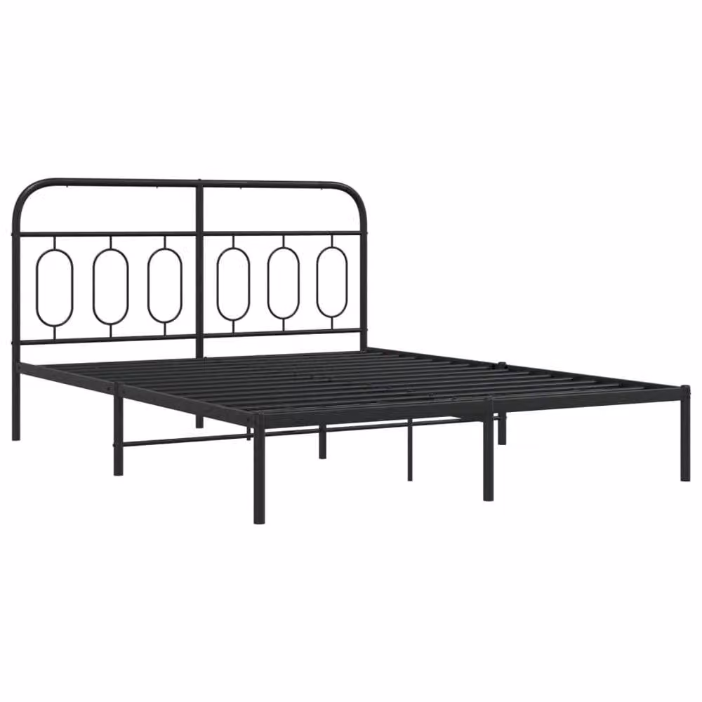 Berkfield Home Metal Bed Frame with Headboard in Black, 150 x 200 cm – 3