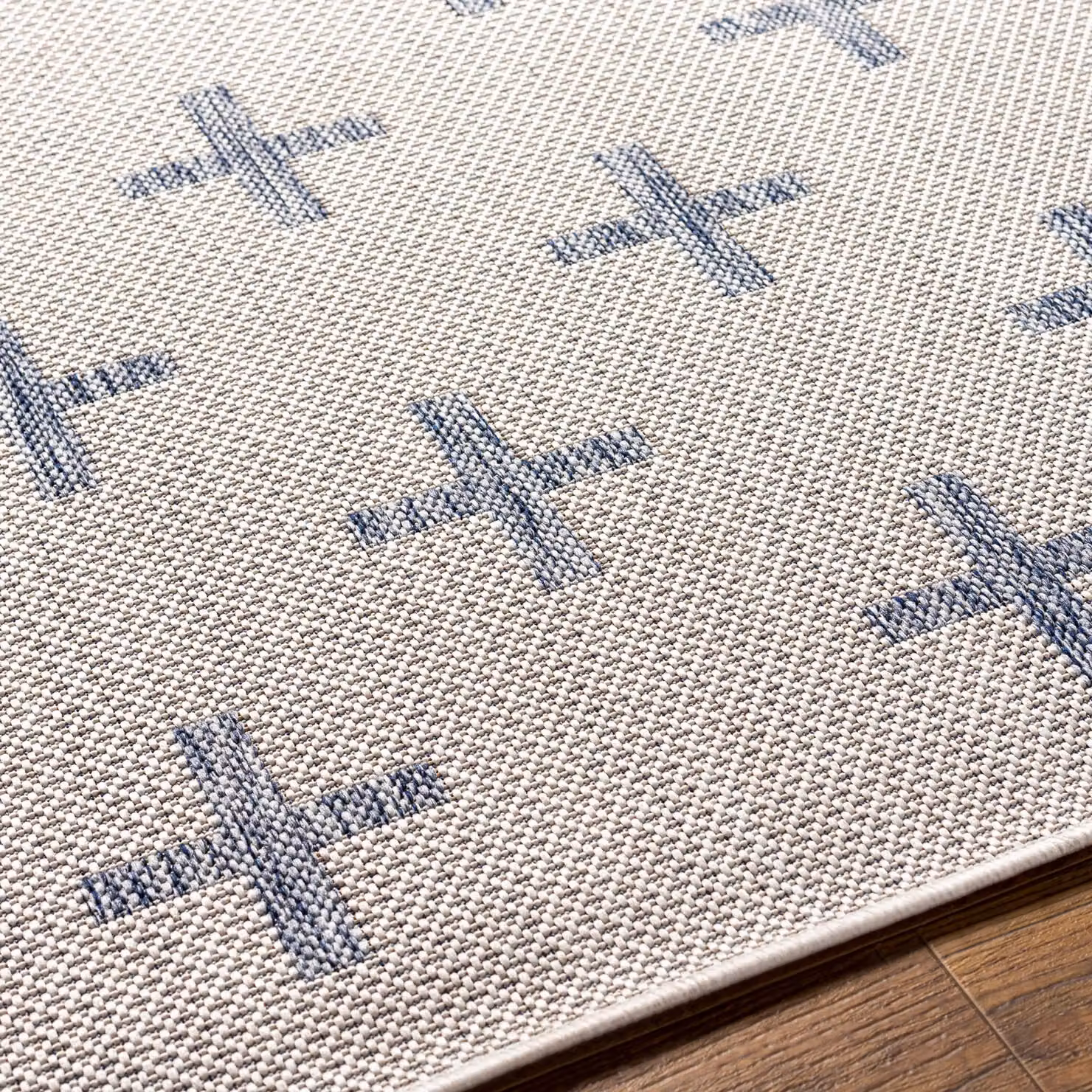 Livabliss Tuareg-Global Beige Ivory Blue Graphic In- & Outdoor Rug in Dark Blue, W: 160 cm, L: 215 cm – 2