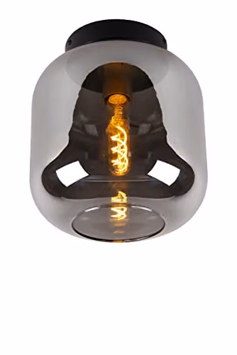 Lucide Joanet Dimmable Glass Flush Ceiling Light, Grey, Diameter: 25 cm – 1
