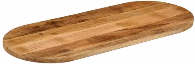 Berkfield Home Oval Solid Wood Rough Mango Table Top, Brown, W: 110 cm, D: 40 cm, H: 3.8 cm – 1