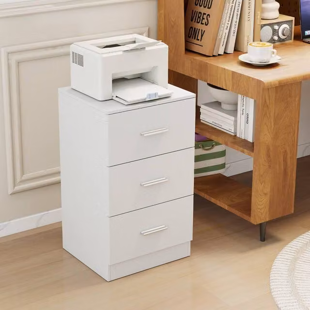Costway Modern Bedside Table and Nightstand Storage Organiser in White – 1