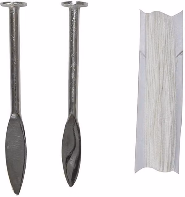Faithfull LP1 Line Pins (Card of 2) and 18m Line in Multi Colour and Silver Galvanised Steel