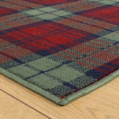 runrug Tartan Hallway Runner Rug in Red and Green, W/D/H: 60 x 390 x 0.9 cm – 5