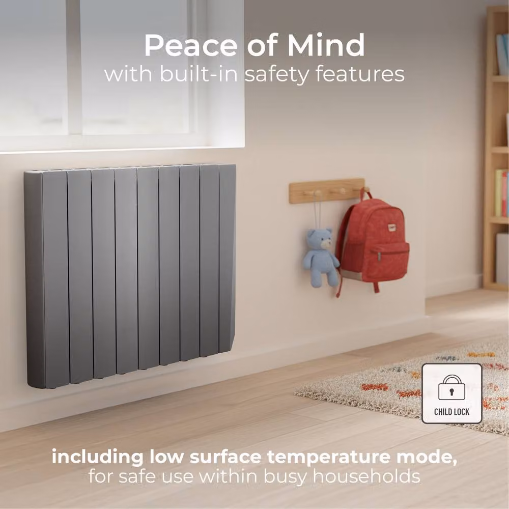 Masterplug SmartEnergy Wall Mounted Oil-Filled Radiator with Wi-Fi and App Control, 1500W, Grey – 4