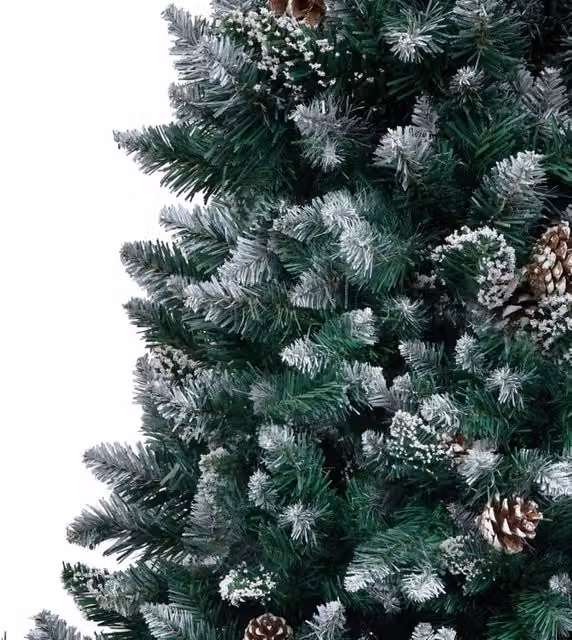 Berkfield Home Beautiful Artificial Christmas Tree with Pine Cones and White Snow in Green, H 240 cm x W 130 cm x D 130 cm – 1