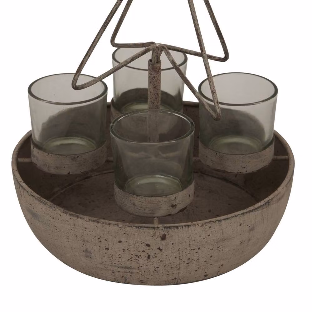 Lemon Pavilion Rustic Outline Tree and Star with Four Glass Votives in Bronze, W: 19 cm, D: 19 cm, H: 37 cm – 2