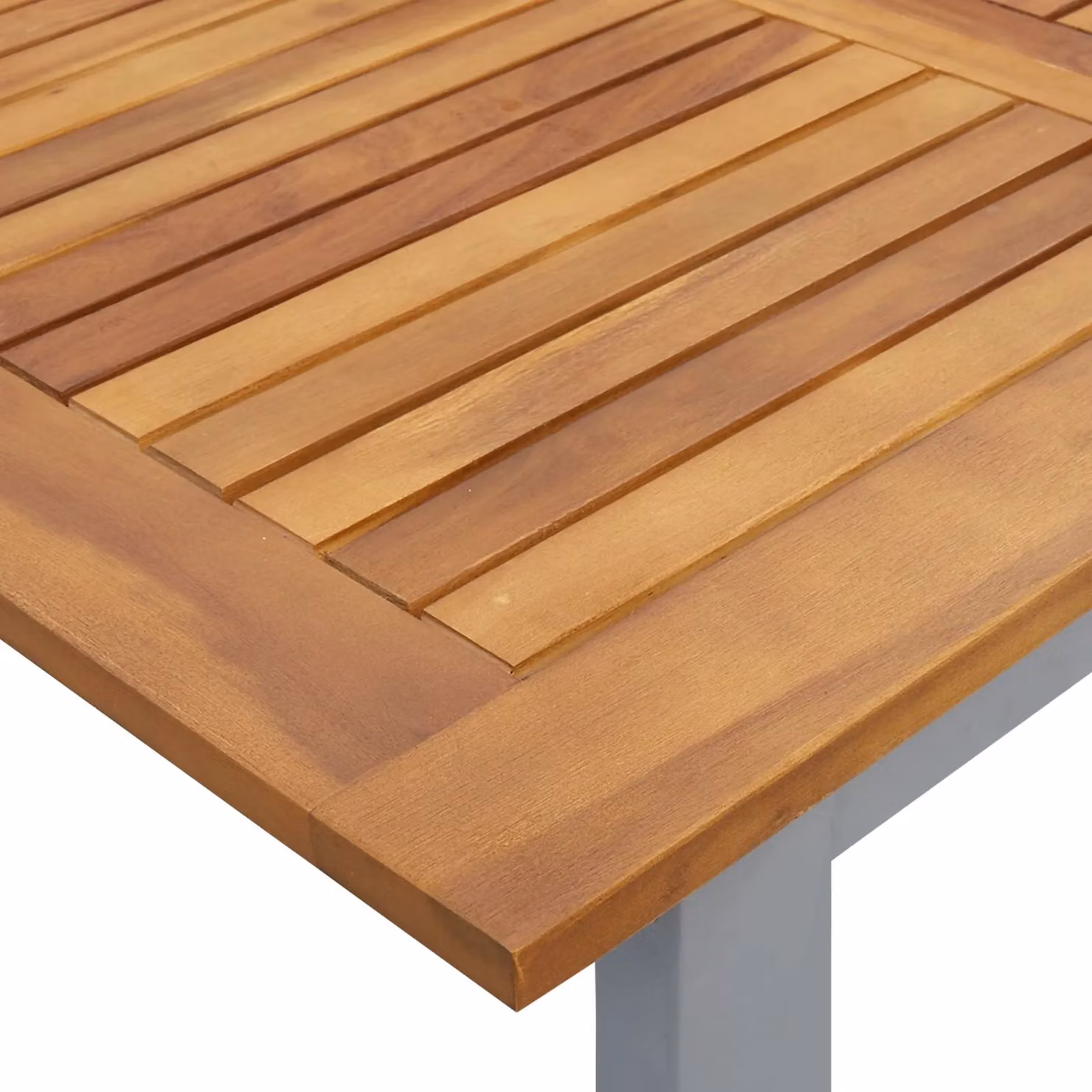 Berkfield Home Outdoor Dining Table in Grey, Steel and Acacia Wood, W/D/H: 140 x 80 x 75 cm – 3
