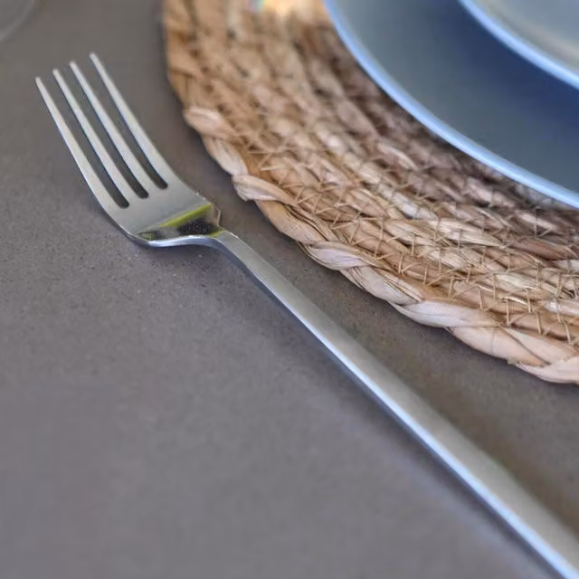 Argon Tableware Coated Stainless Steel Dinner Forks, Silver, Set of 12