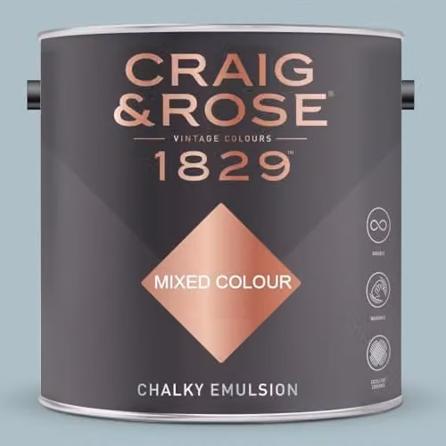Craig & Rose 1829 Chalky Emulsion Paint in Swedish Blue, Matt Finish, 2.5 l