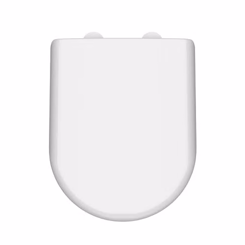 nuie NTS004W Modern D Shaped Soft Close Toilet Seat with White Cover Caps, W: 36.4 cm, D: 7.0 cm, H: 44.6 cm