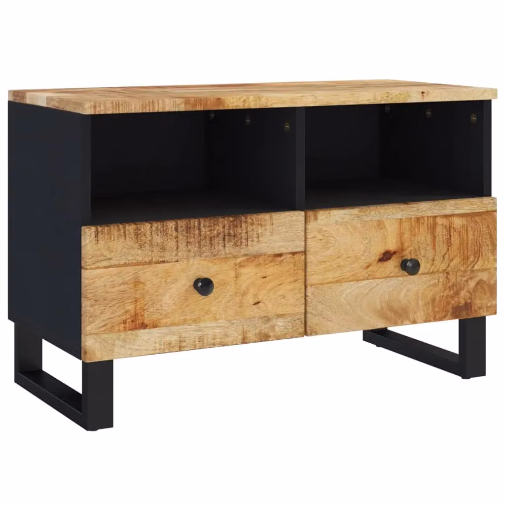 Berkfield Home Industrial Mango Wood TV Cabinet in Black, W/D/H: 70 x 33 x 46 cm – 2