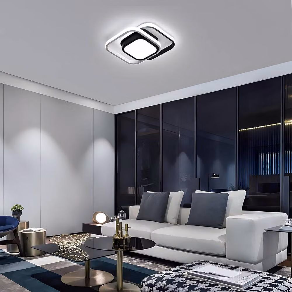 Goeco Modern Square LED Ceiling Light, 32W, Tri-colour CCT, White – 3