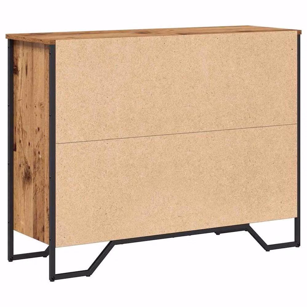 Berkfield Home Rustic Oak Sideboard in Brown, W/D/H: 97 x 32.5 x 74.5 cm – 4