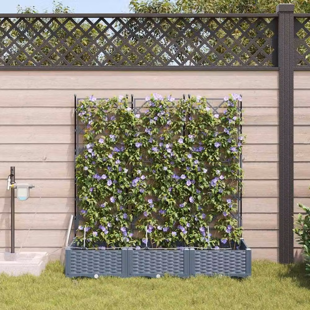 Berkfield Home Garden Planters with Water Irrigation System, 3 Piece Set, Grey – 2