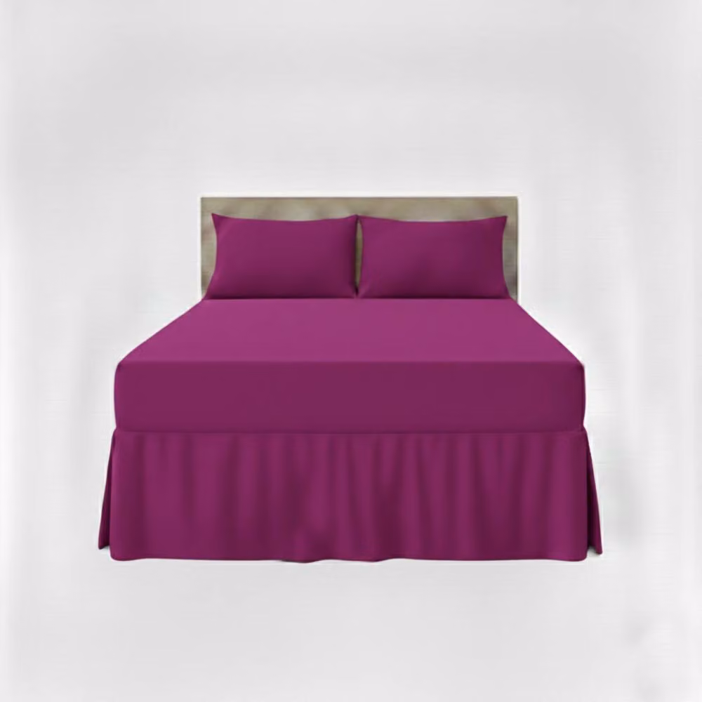 Snug City Super King Fitted Valance Bed Sheet in Fuchsia, Polycotton Mattress Cover with Frill – 2
