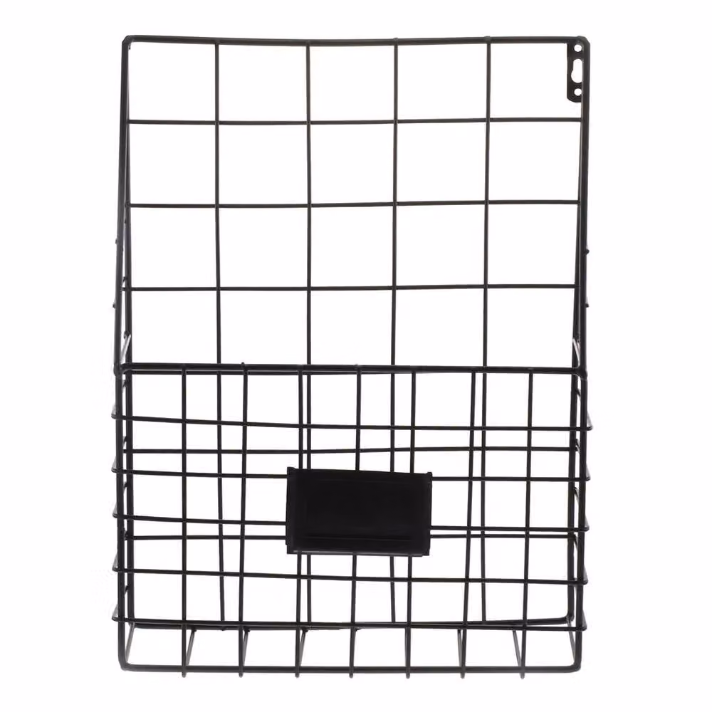 SPETLEK Large Black Metal Wire Wall Mounted Magazine and Newspaper Basket – 3