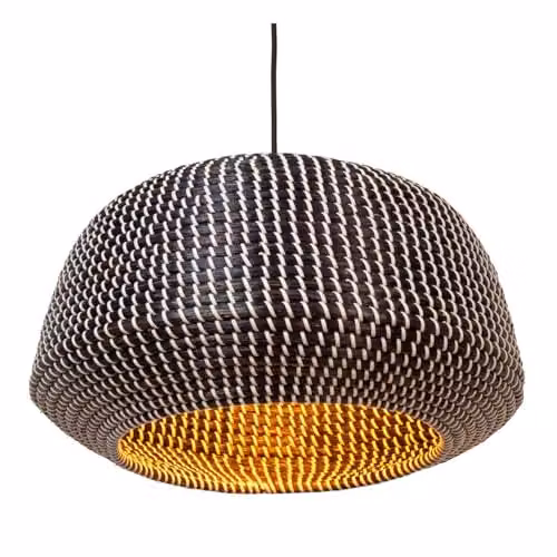 Lucide Maduka Black Seagrass and Rattan Suspended Pendant Light with E27 Bulb Holder – 3