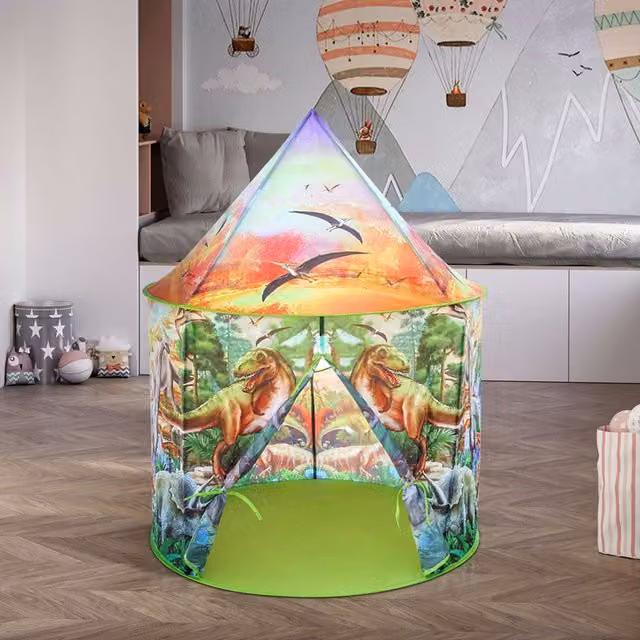 Livingandhome Portable Dinosaur Design Kids Play Tent in Green and Multicolour