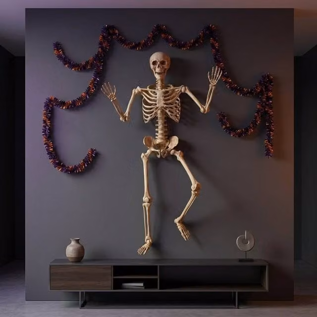Garden Greatness Poseable Halloween Skeleton Figure in White and Multicolour