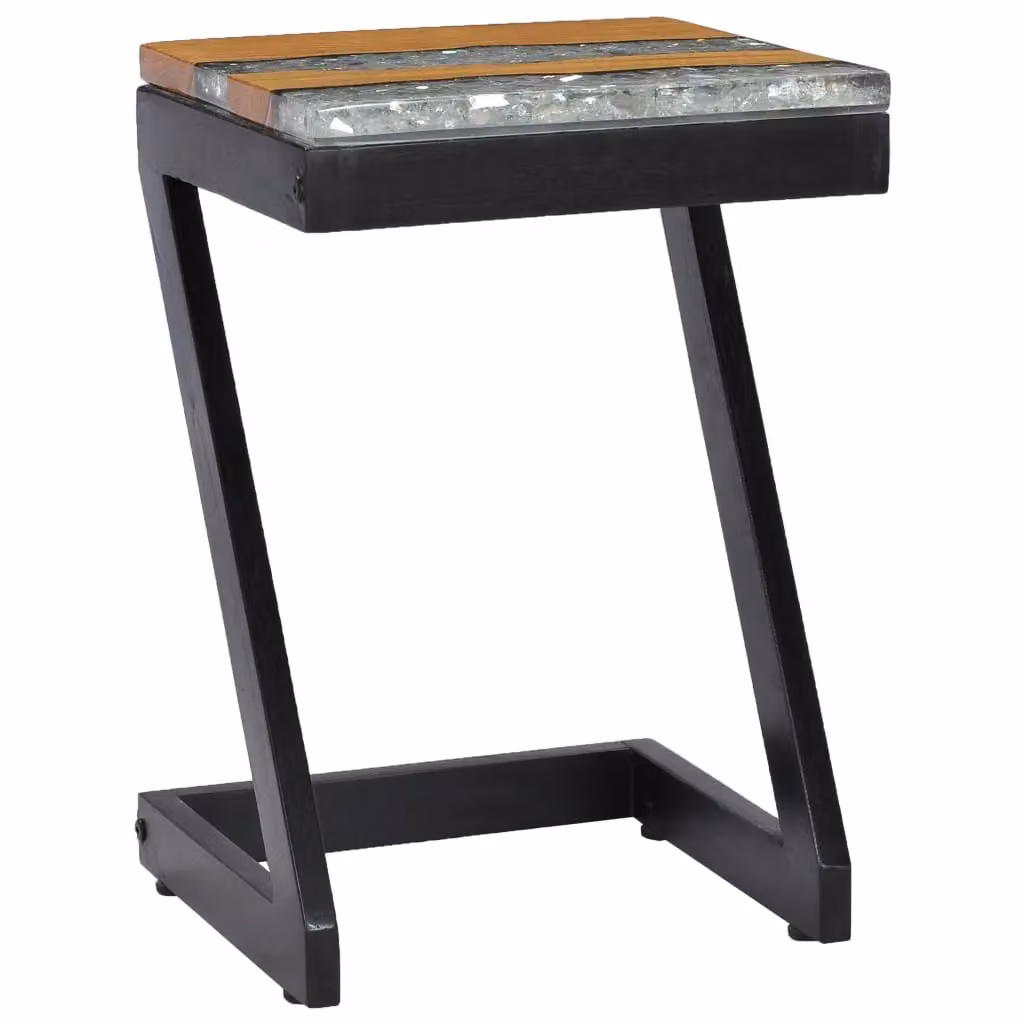Berkfield Home Square Coffee Table in Solid Teak Wood and Polyresin, W/D/H: 30 x 30 x 50 cm – 2