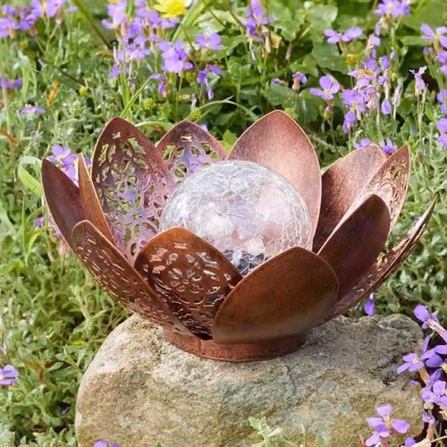Garden Mile Solar Lotus LED Ornament Light in Bronze