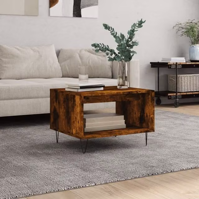 Berkfield Home Smoked Oak Coffee Table in Brown, W/D/H: 60 x 50 x 40 cm – 1