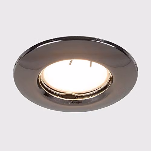 ValueLights Modern Black and Chrome Metal Fixed Downlight Ceiling Light Fitting, Pack of 6 – 2