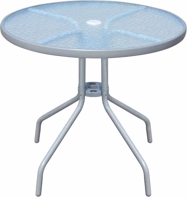 Berkfield Home Bistro Table in Grey Steel and Glass, W: 80 cm, D: 71 cm, H: 71 cm