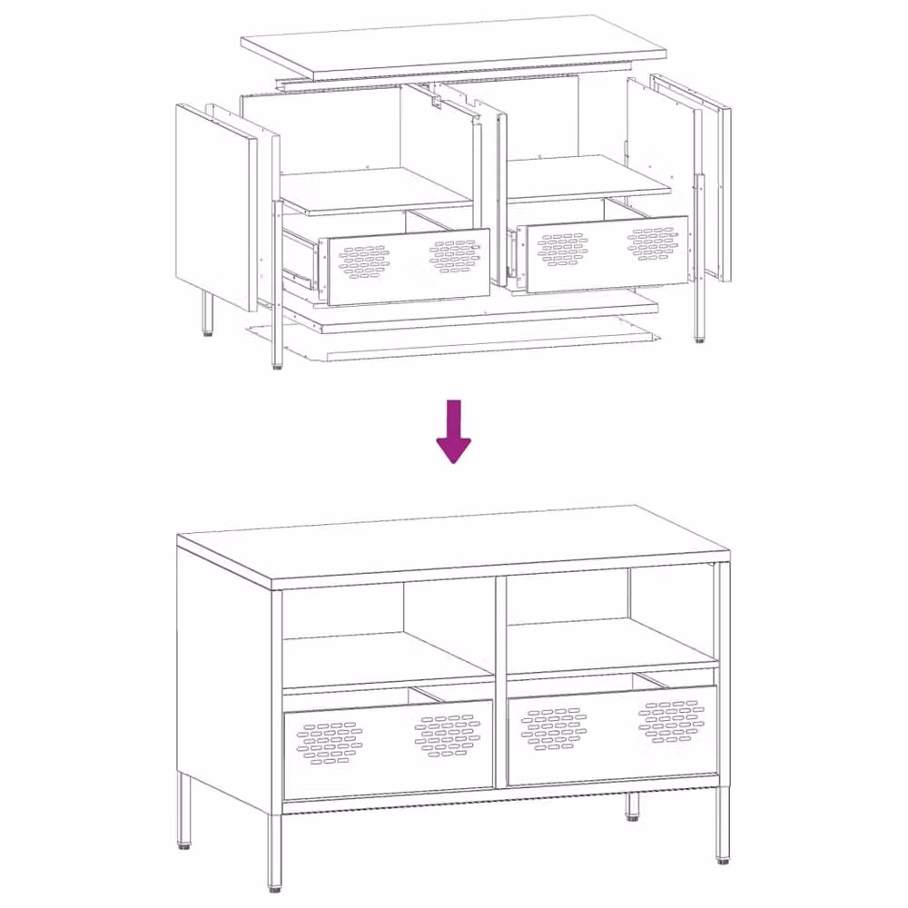 Berkfield Home TV Cabinet in Anthracite Dark Grey, W: 68 cm, D: 39 cm, H: 43.5 cm – 6
