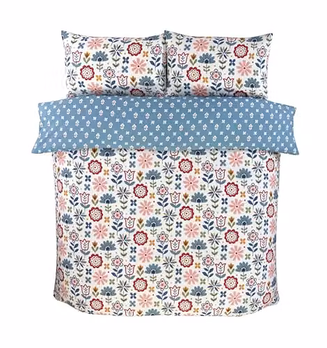 Rapport Home Olivia Floral Reversible Microfibre Duvet Cover Set in Blue, W/D/H: 220 x 230 cm with 2 Pillowcases (50 x 75 cm) – 2