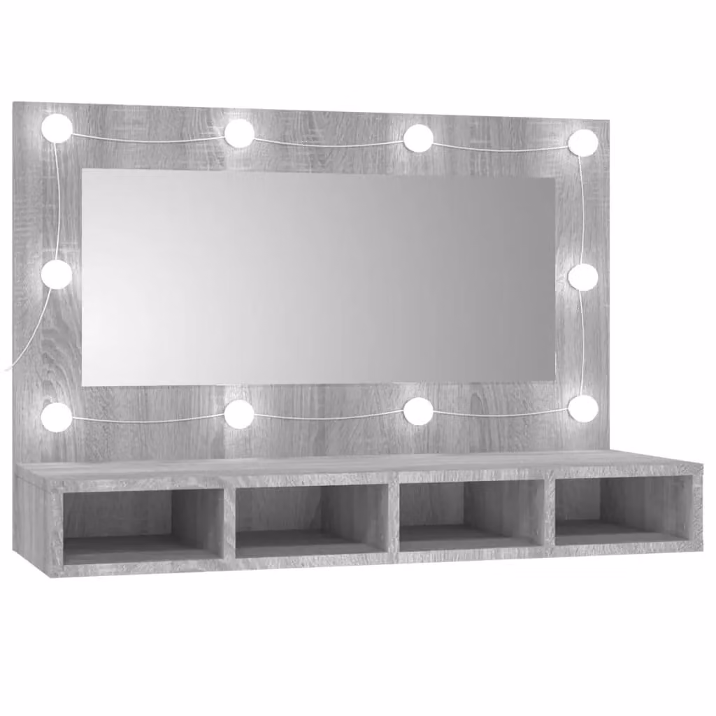 Berkfield Home LED Mirror Cabinet in Grey Sonoma, W/D/H: 90 x 31.5 x 62 cm – 2