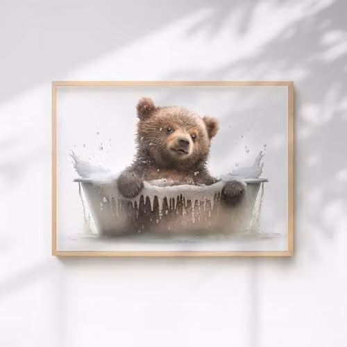 60 Second Makeover Baby Bear Quirky Animal Print Wall Art Poster, Multicolour, W: 21.0 cm, H: 29.7 cm