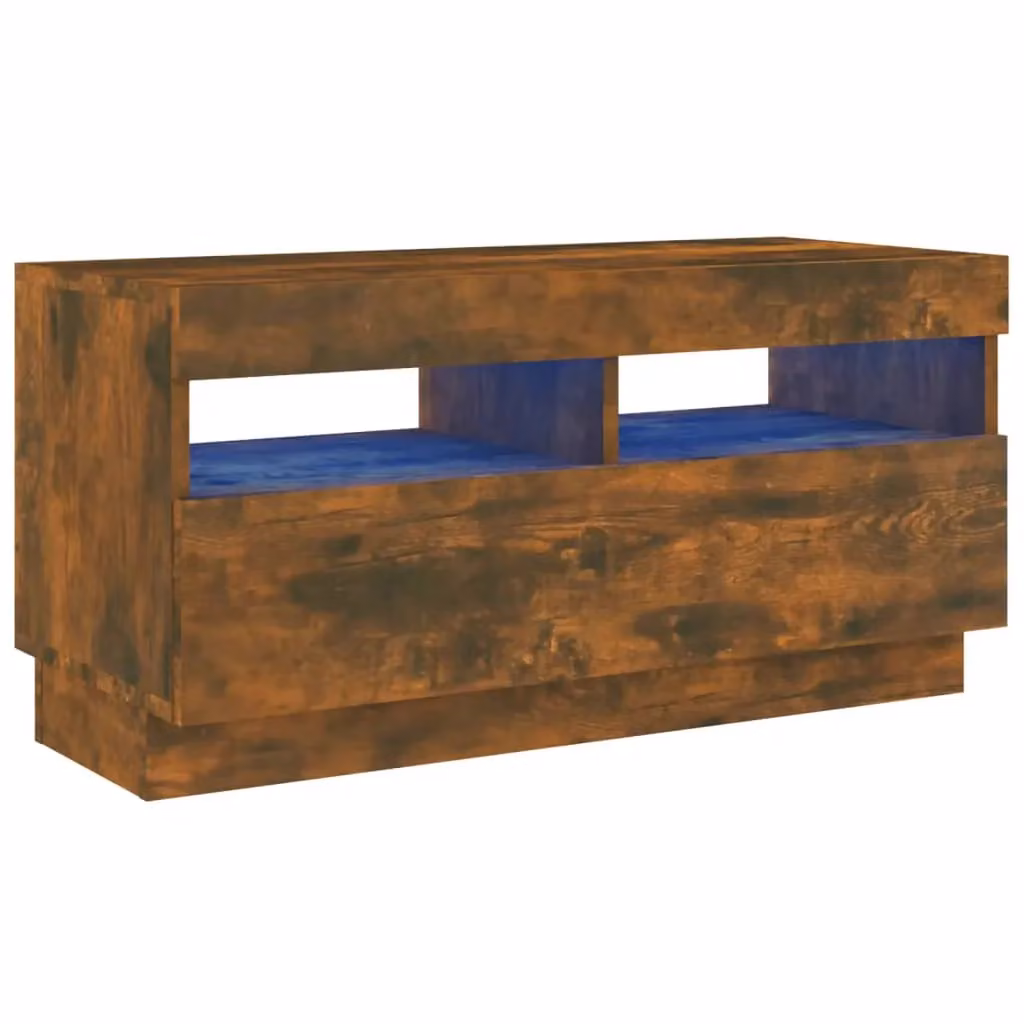 Berkfield Home Modern TV Cabinet with LED Lights in Smoked Oak Brown, W/D/H: 80 x 35 x 40 cm – 2