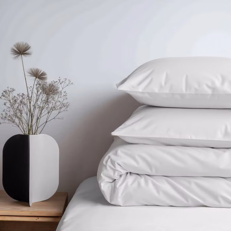Cuddledown White Plain Cotton Percale Bedding Set for Adults