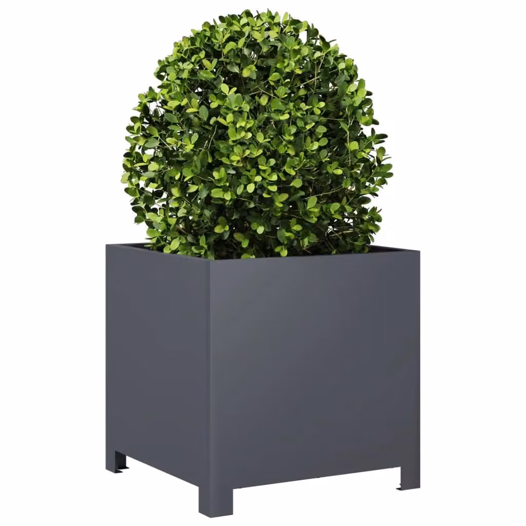 Berkfield Home Garden Steel Planter Tub in Anthracite and Black, W/D/H: 40 x 40 x 40 cm – 3