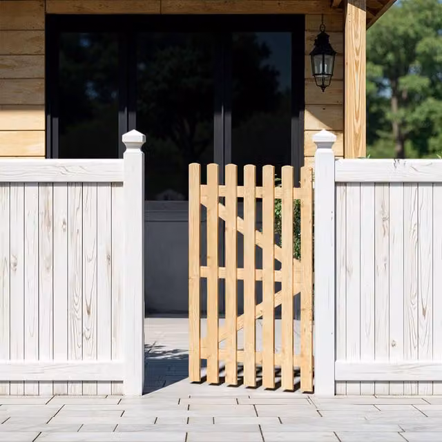 Darphe Wooden Garden Swing Gate in Brown or White, Height: 150 cm