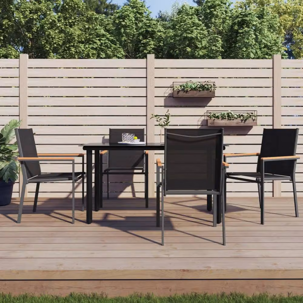 Berkfield Home Beautiful Garden Chairs, Set of 4, Black, W/D/H: 55 x 61.5 x 90 cm – 2