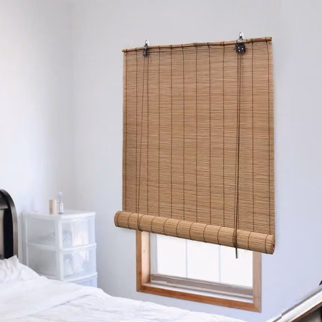 Berkfield Home Bamboo Roller Blind, Brown, W: 140 cm, H: 220 cm