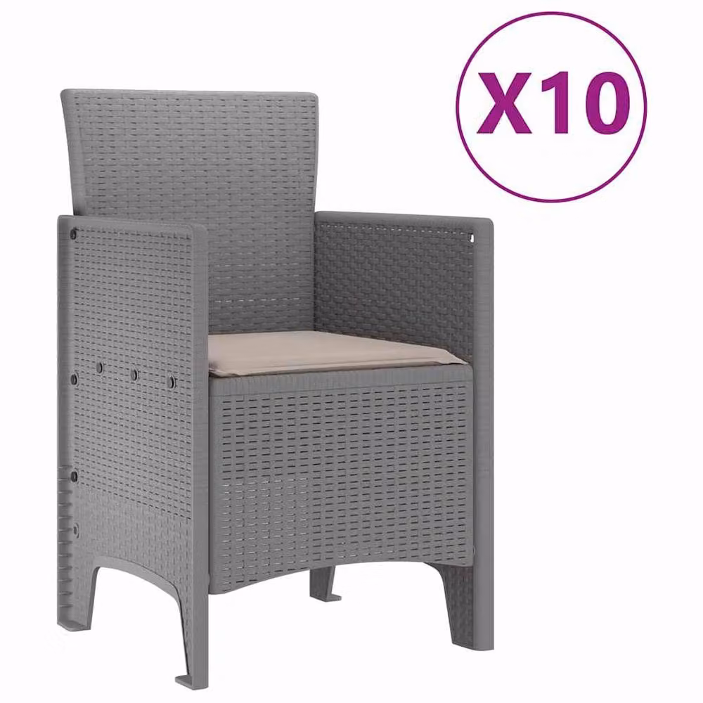Berkfield Home 11 Piece Garden Dining Set with Light Grey Cushions and Poly Rattan – 3