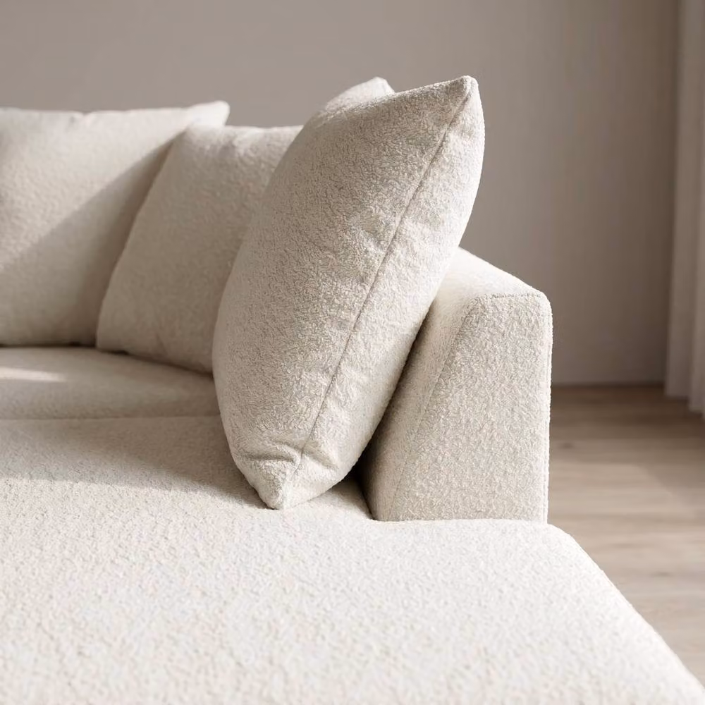 Abakus Direct Harriet Boucle Fabric Right Facing Corner Sofa with Chaise and Scatter Cushions in Cream – 3
