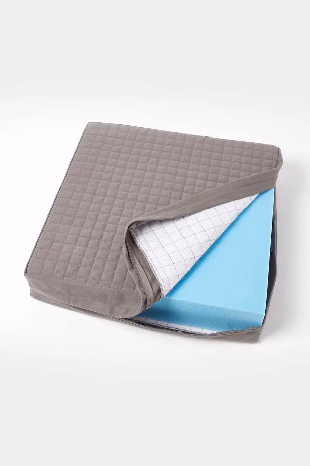 Homescapes Grey Quilted Orthopaedic Foam Armchair Booster Cushion with Washable Cotton Cover W/D/H: 50 x 50 x 10 cm – 2
