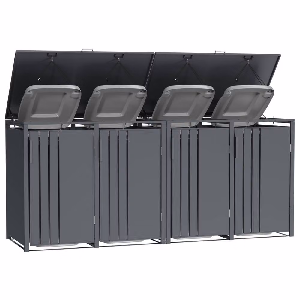 Phoenix Safe Company Anthracite Outdoor Quad Wheelie Bin Store for 4 x 240L Bins, Soft Close Metal Storage, W: 80 cm, D: 116 cm, H: 80 cm – 4