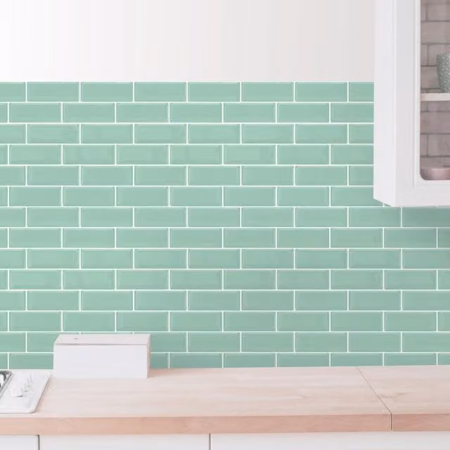 WALPLUS Green Geometric 3D Adhesive Tile Stickers