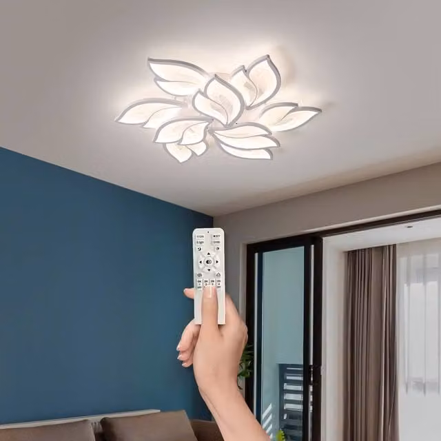 NIVOR 75W LED Ceiling Light, Dimmable White Acrylic and Metal Flush Mount with Remote Control – 1