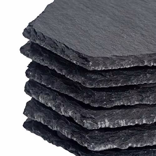 Argon Tableware Hexagon Slate Coasters, Set of 6, Black, Diameter: 9.5 cm – 5