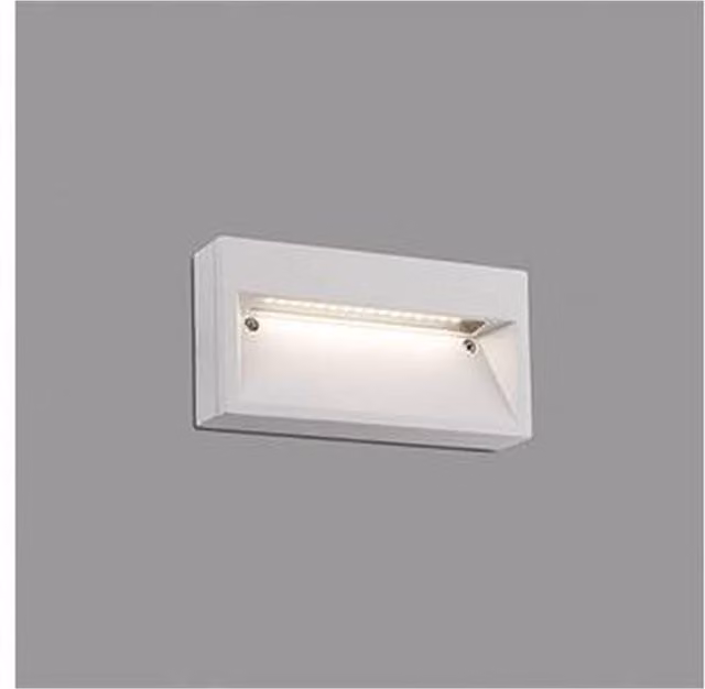 Faro Modern Rectangular Surface Mounted LED Path and Step Wall Lamp in White