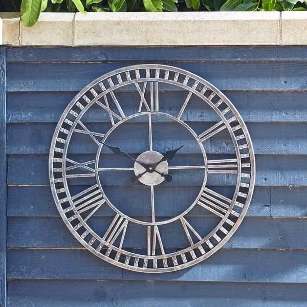 Marco Paul Buxton Modern Round Outdoor Wall Clock in Black, Diameter: 60.96 cm
