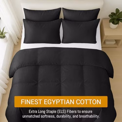Pamposh Black 400 Thread Count Egyptian Cotton Single Duvet Cover Set, W: 135 cm, H: 200 cm – 2